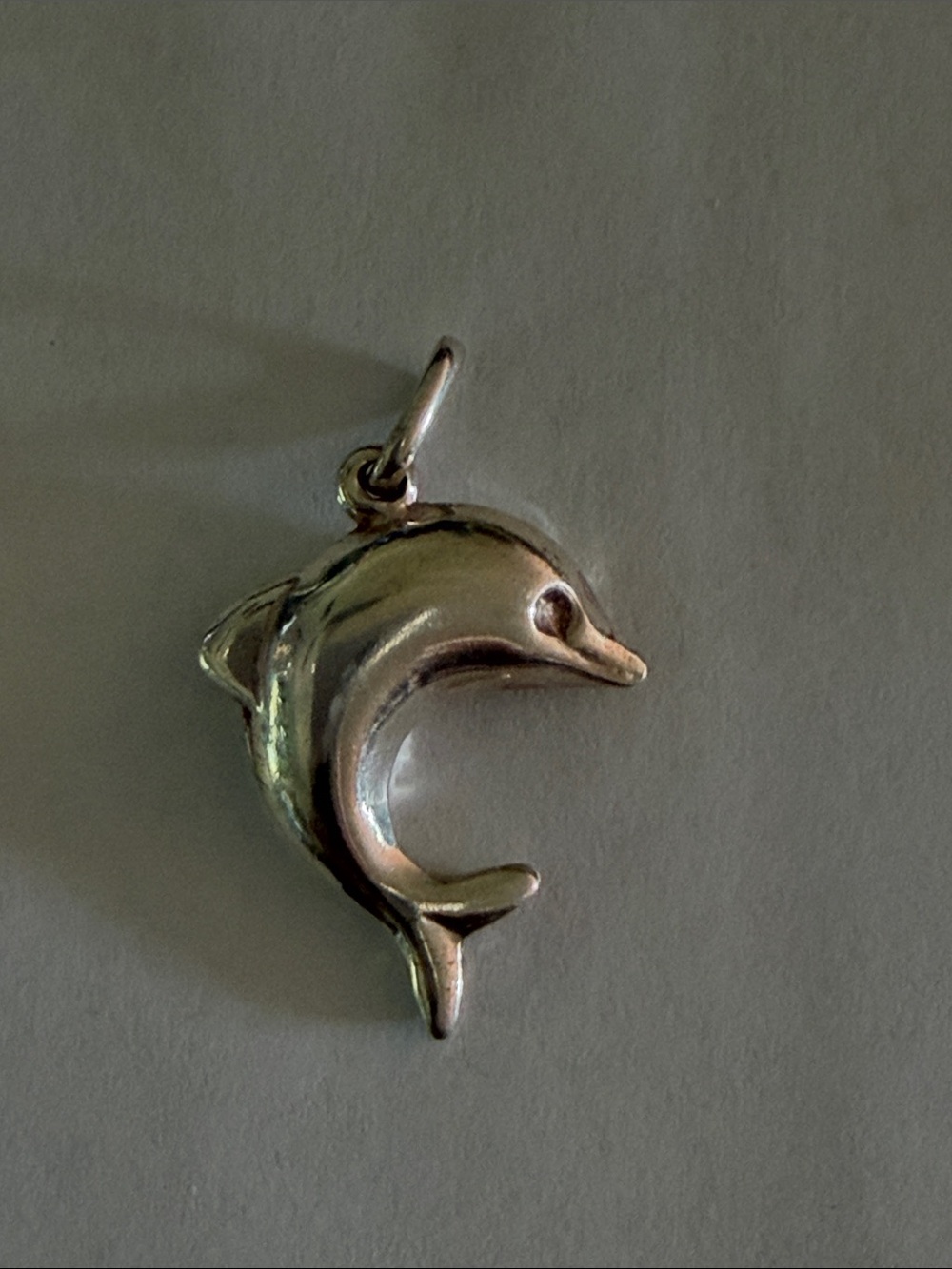 Dolphin Charm Pendant in Shiny Silver Tone